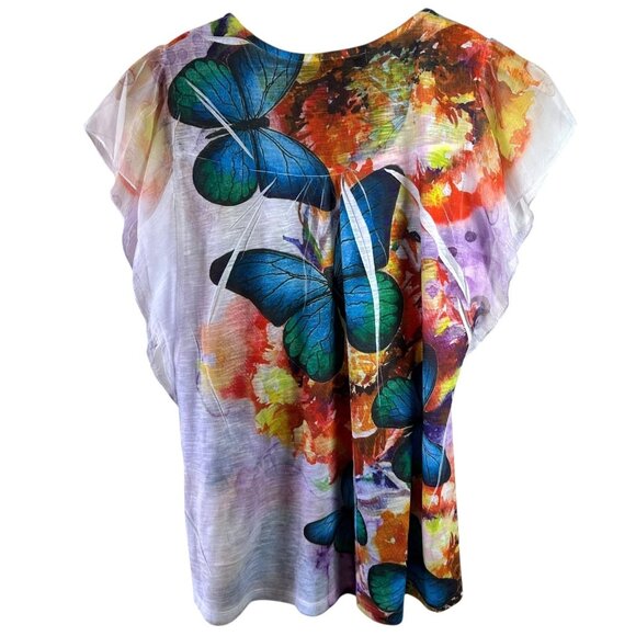 Live & Let Live Butterfly Fairycore Chiffon Top Dreamy Boho Festival Blouse L - Picture 5 of 7